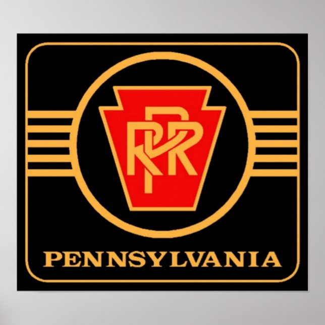 Pennsylvania Railroad Logo, Black & Gold Poster (Front)