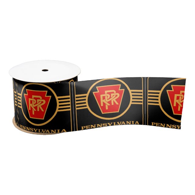 Pennsylvania Railroad Logo, Black & Gold Ribbon Satin Ribbon (Spool)