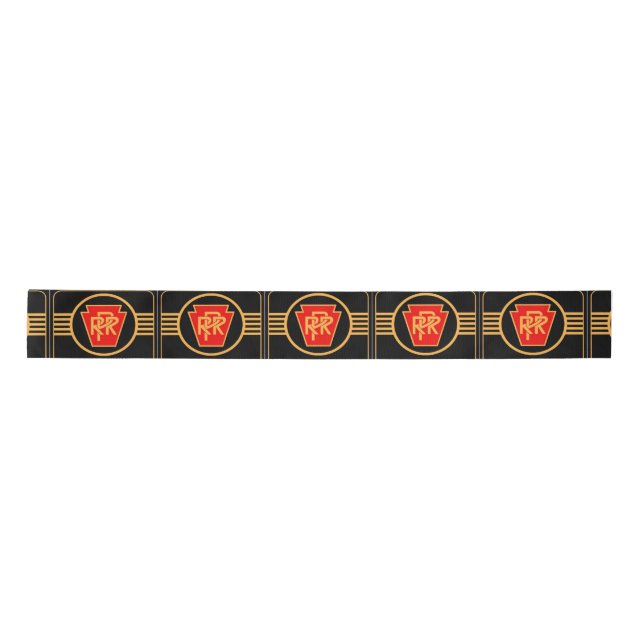 Pennsylvania Railroad Logo, Black & Gold Ribbon Satin Ribbon (Front)