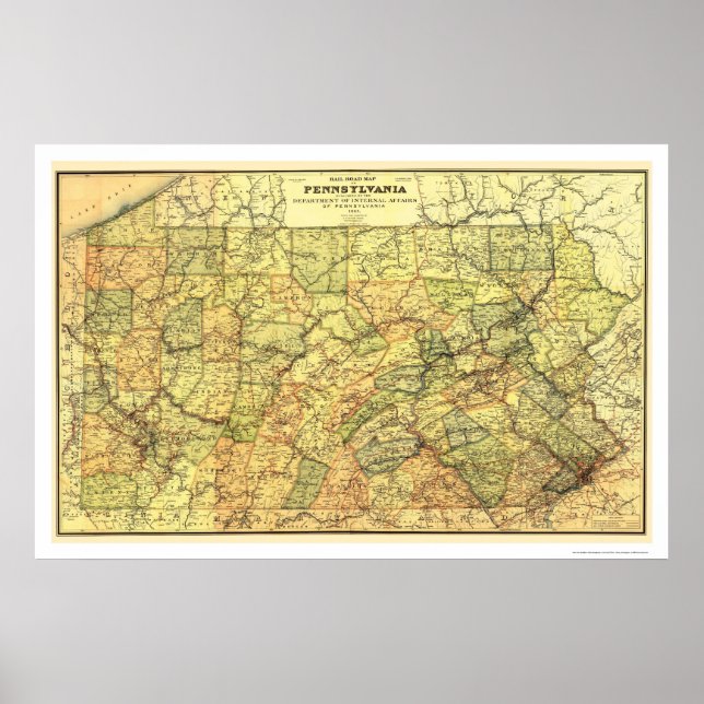 Pennsylvania Railroad Map 1895 Poster (Front)
