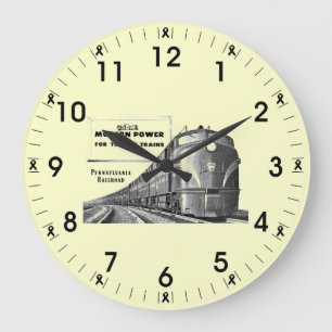 Pennsylvania Railroad Modern Train Power Large Clock