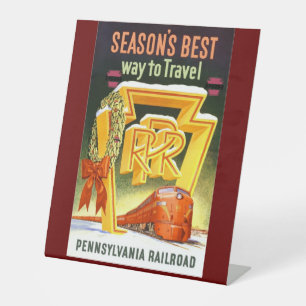 Pennsylvania Railroad, Season's Best Way To Travel Pedestal Sign