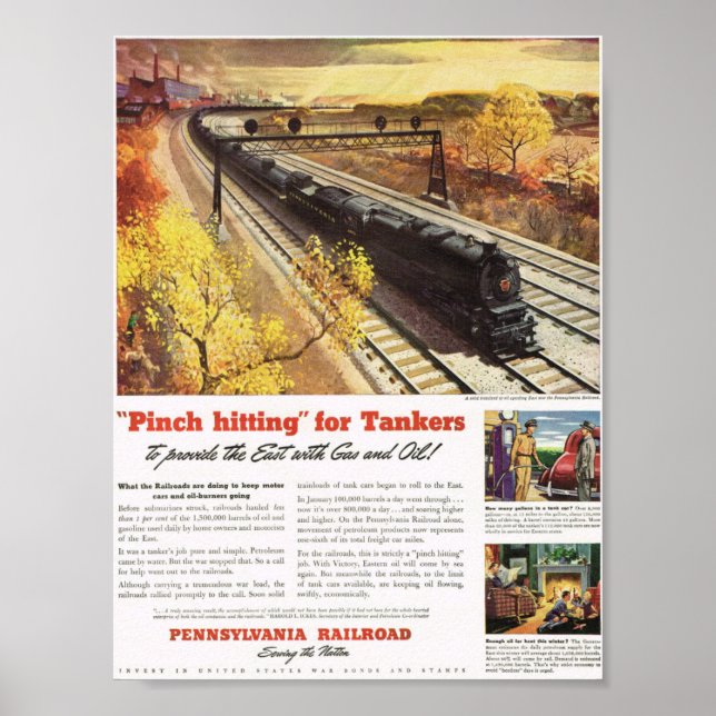 Pennsylvania Railroad Tanker Trains 1942 Poster (Front)