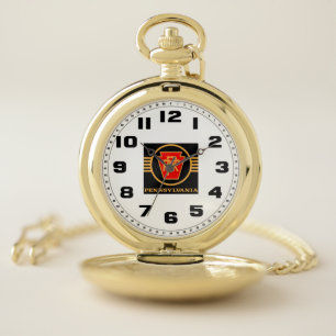 Pennsylvania Railroad Vintage Logo, Black & Gold Pocket Watch