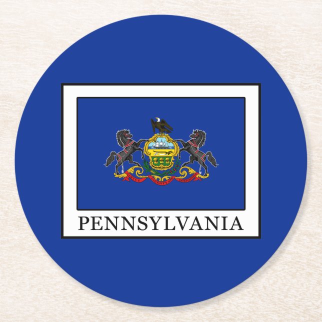 Pennsylvania Round Paper Coaster (Front)