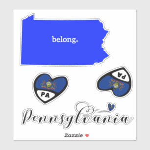 Pennsylvania Sheet of Die Cut Stickers
