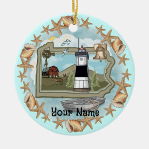 Pennsylvania Shell Lighthouse custom name Ornament
