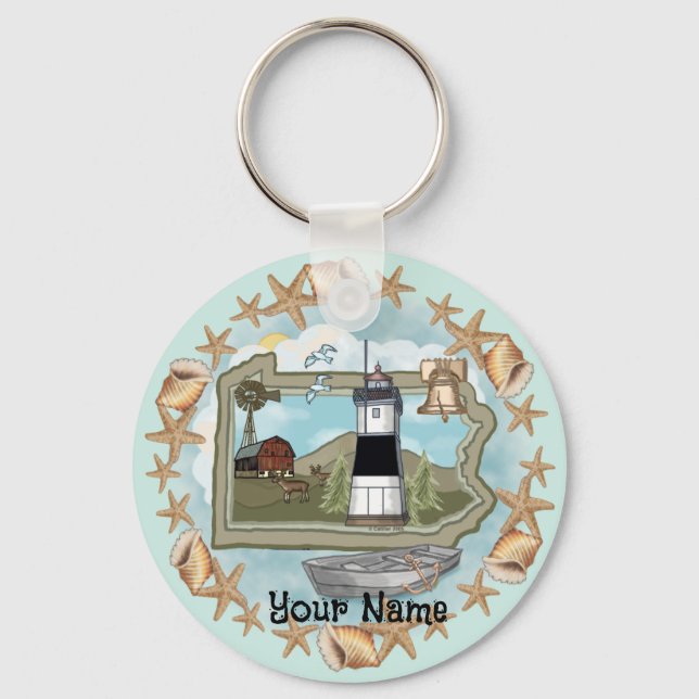 Pennsylvania Shell Lighthouse  Key Ring (Front)