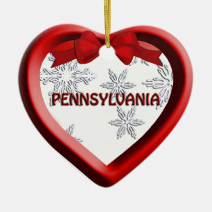 Pennsylvania Snowflake Heart Christmas Ornament