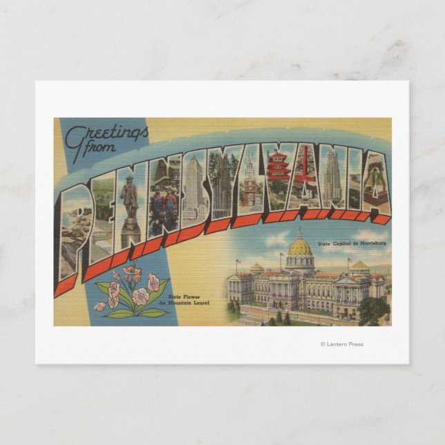 Pennsylvania (State Capital/Flower) 2 Postcard (Front)