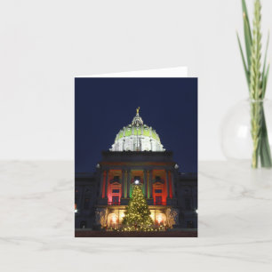 Pennsylvania State Capitol Christmas Tree Lights Holiday Card