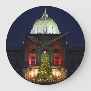 Pennsylvania State Capitol Christmas Tree Lights Large Clock