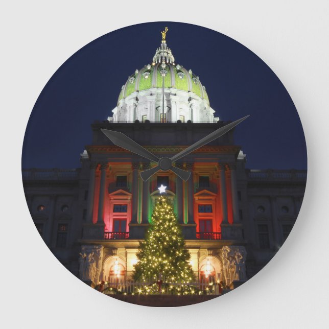 Pennsylvania State Capitol Christmas Tree Lights Large Clock (Front)