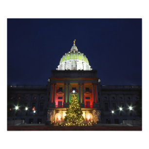 Pennsylvania State Capitol Christmas Tree Lights Photo Print