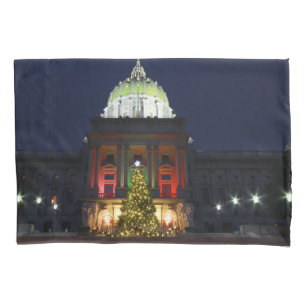 Pennsylvania State Capitol Christmas Tree Lights Pillowcase