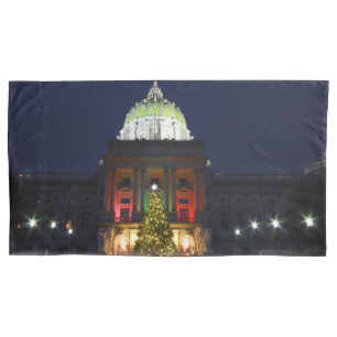 Pennsylvania State Capitol Christmas Tree Lights Pillowcase