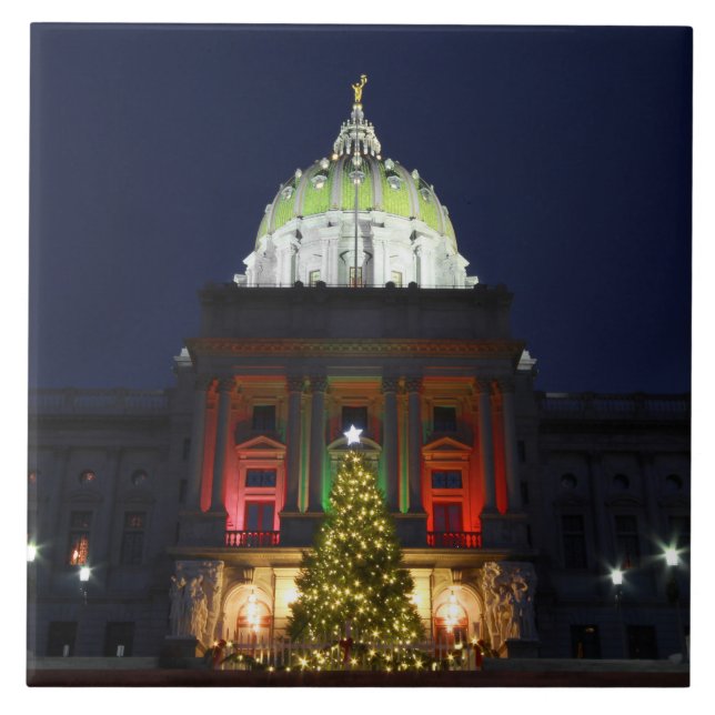 Pennsylvania State Capitol Christmas Tree Lights Tile (Front)