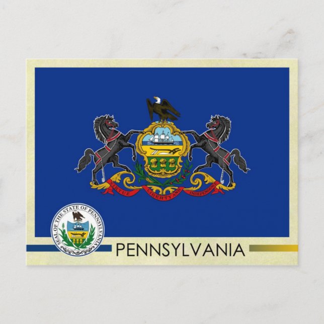 Pennsylvania State Flag and Seal Postcard (Front)