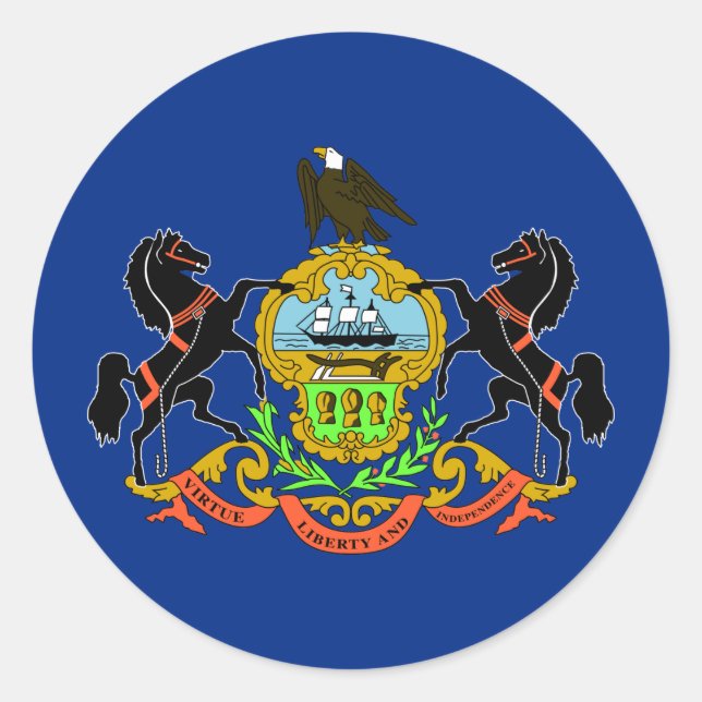 Pennsylvania State Flag Classic Round Sticker (Front)