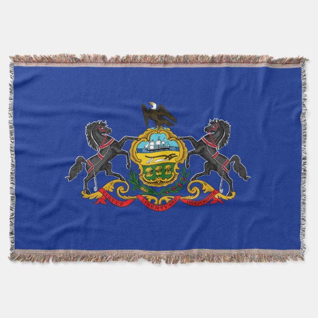 Pennsylvania State Flag Design Decor Throw Blanket (Front)