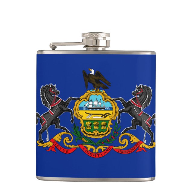 Pennsylvania State Flag Design Hip Flask (Front)