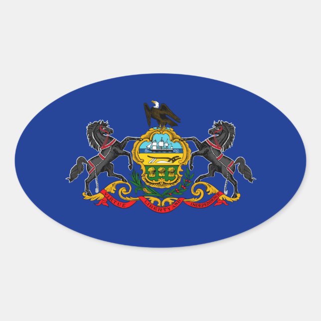 Pennsylvania State Flag Design Oval Sticker (Front)
