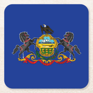 Pennsylvania State Flag Design Square Paper Coaster