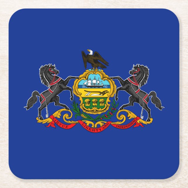 Pennsylvania State Flag Design Square Paper Coaster (Front)