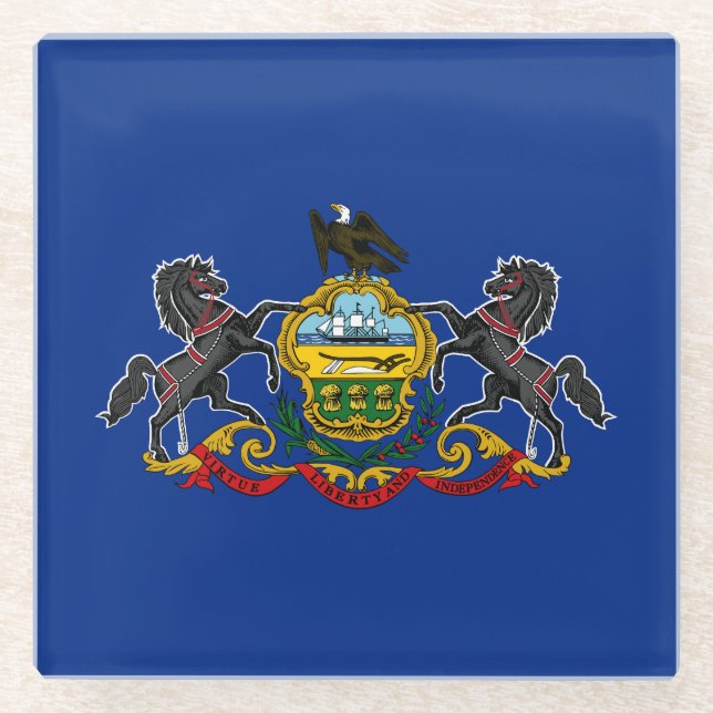 Pennsylvania State Flag Glass Coaster (Front)