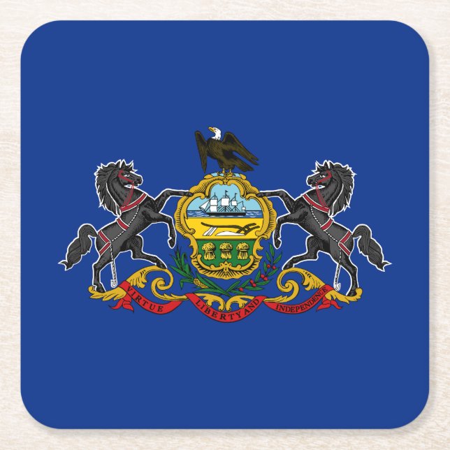 Pennsylvania State Flag Square Paper Coaster (Front)