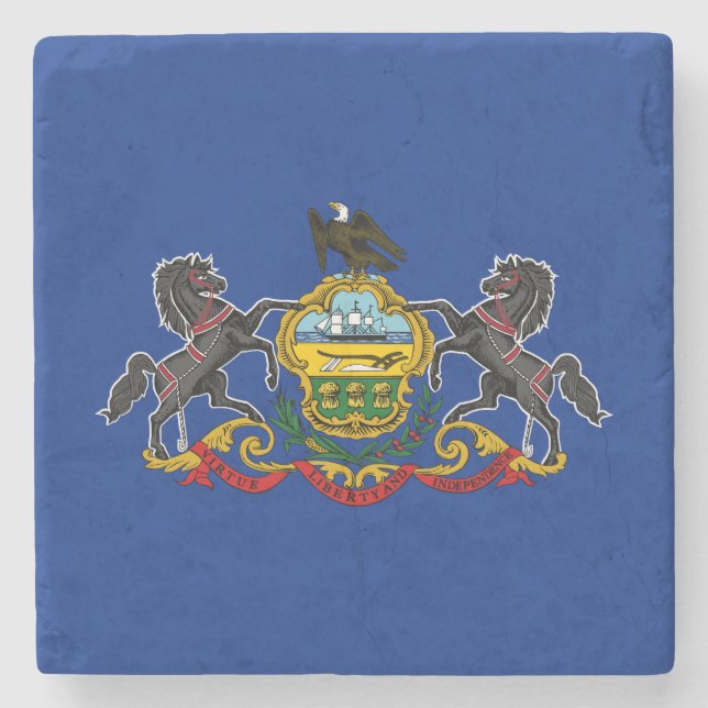 Pennsylvania State Flag Stone Coaster (Front)