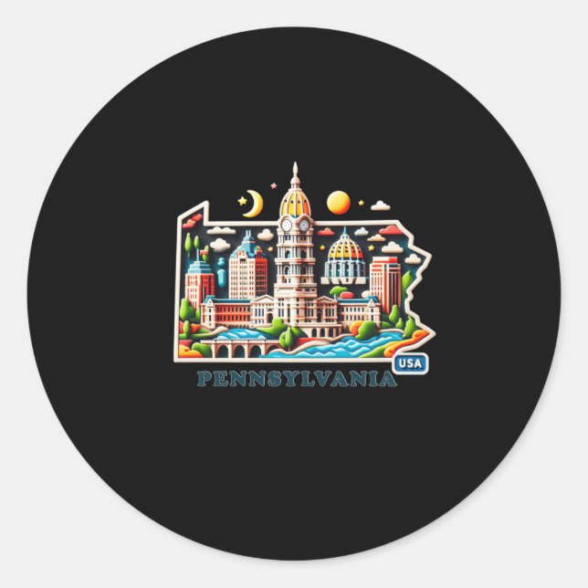 Pennsylvania State In Usa Sticker  (Front)