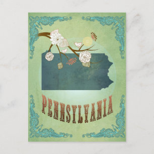 Pennsylvania State Map – Green Postcard
