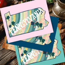 Pennsylvania State Map Illustrated Bold Colourful