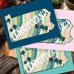 Pennsylvania State Map Illustrated Bold Colourful Postcard<br><div class="desc">Check out this colourful state map drawing.
 
 Visit my shop for more states and more matching items!</div>