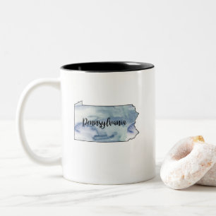 Pennsylvania State Map Watercolor Two-Tone Coffee Mug