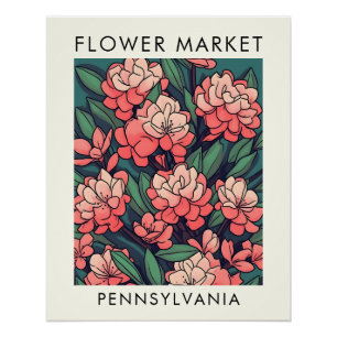 Pennsylvania State Mountain Laurel Flower Market Poster