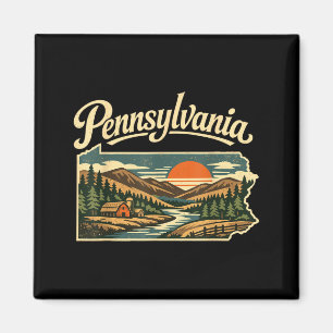 Pennsylvania State Mountain Sunset River Cabin Magnet