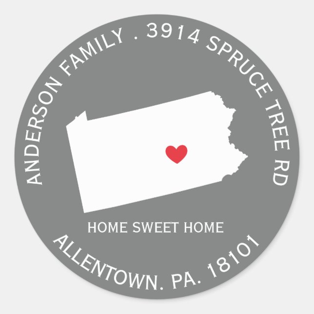 PENNSYLVANIA State |  New Address Label Sticker (Front)