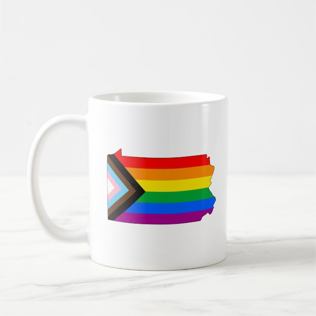 Pennsylvania State Pride LGBTQ Progress Pride Coffee Mug (Left)