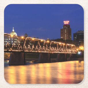 Pennsylvania State Walnut Street Bridge Square Paper Coaster