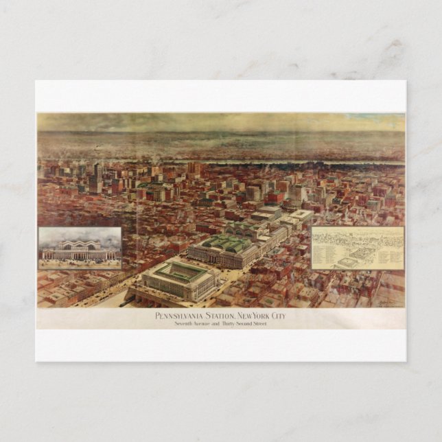 Pennsylvania Station New York City in 1910 Postcard (Front)