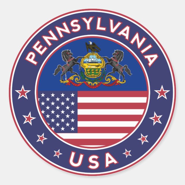 Pennsylvania sticker,phone case, tote bag classic round sticker (Front)