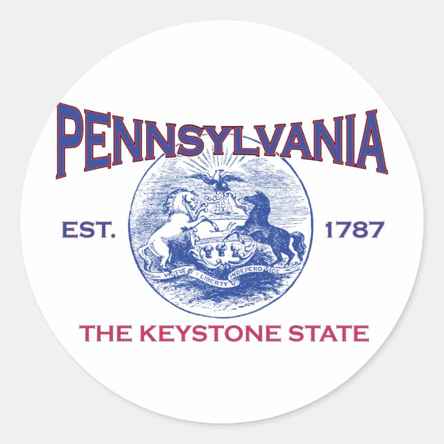 PENNSYLVANIA The Keystone State Classic Round Sticker (Front)
