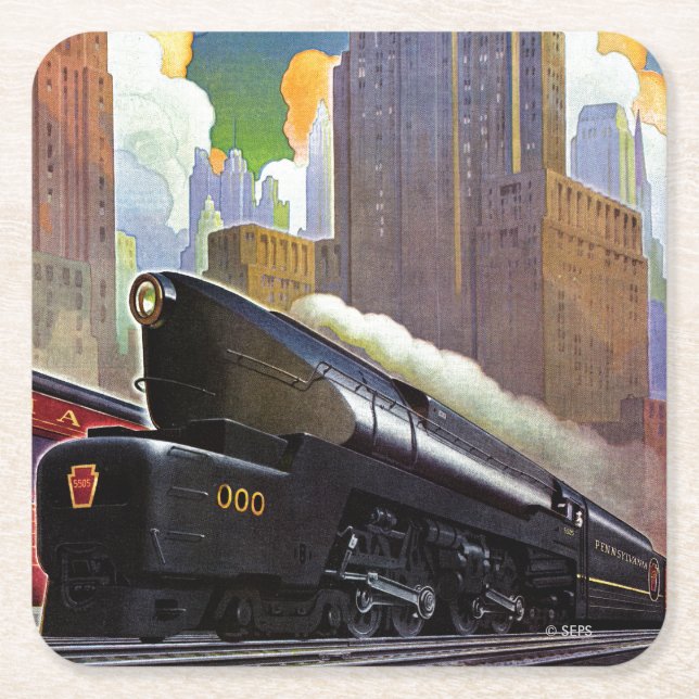 Pennsylvania Train by Unknown Square Paper Coaster (Front)