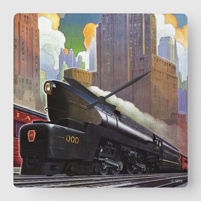 Pennsylvania Train by Unknown Square Wall Clock (Front)