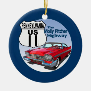 Pennsylvania US Route 11 - The Molly Pitcher Ceramic Tree Decoration