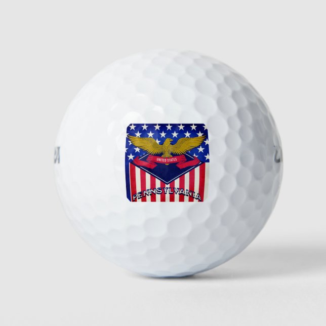 Pennsylvania USA Flag Golf Balls (Front)