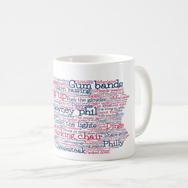 Pennsylvania USA Slang Word Art Map Coffee Mug (Front Right)