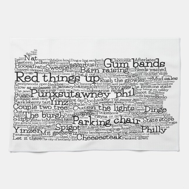 Pennsylvania USA Slang Word Art Map Kitchen Towel (Horizontal)